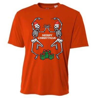 Merry Christmas Dancing Skeletons Funny Xmas Great Gift Cooling Performance Crew T-Shirt