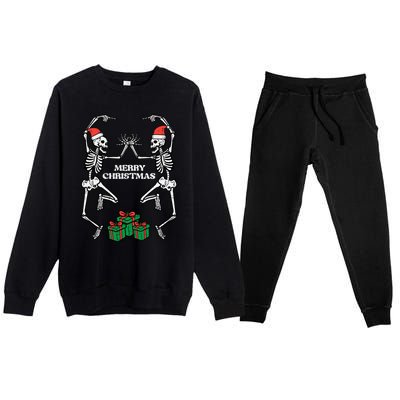 Merry Christmas Dancing Skeletons Funny Xmas Great Gift Premium Crewneck Sweatsuit Set