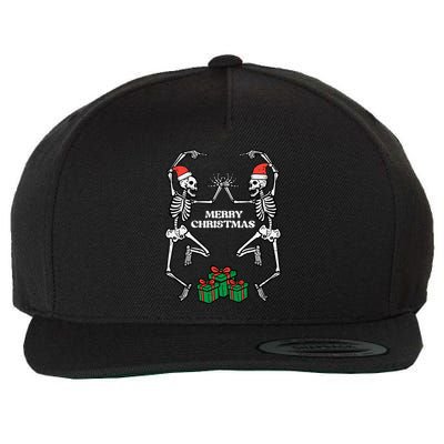 Merry Christmas Dancing Skeletons Funny Xmas Great Gift Wool Snapback Cap