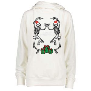 Merry Christmas Dancing Skeletons Funny Xmas Great Gift Womens Funnel Neck Pullover Hood