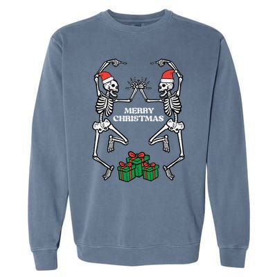 Merry Christmas Dancing Skeletons Funny Xmas Great Gift Garment-Dyed Sweatshirt