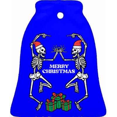 Merry Christmas Dancing Skeletons Funny Xmas Great Gift Ceramic Bell Ornament