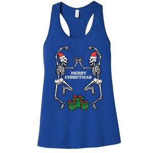 Merry Christmas Dancing Skeletons Funny Xmas Great Gift Women's Racerback Tank