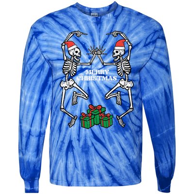 Merry Christmas Dancing Skeletons Funny Xmas Great Gift Tie-Dye Long Sleeve Shirt