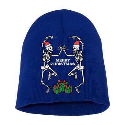 Merry Christmas Dancing Skeletons Funny Xmas Great Gift Short Acrylic Beanie