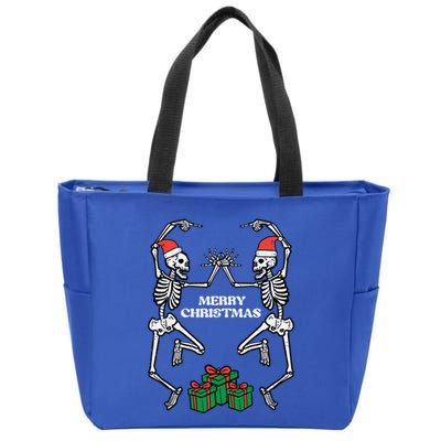 Merry Christmas Dancing Skeletons Funny Xmas Great Gift Zip Tote Bag