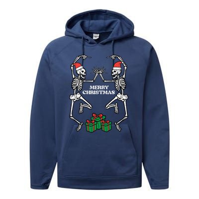 Merry Christmas Dancing Skeletons Funny Xmas Great Gift Performance Fleece Hoodie