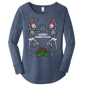 Merry Christmas Dancing Skeletons Funny Xmas Great Gift Women's Perfect Tri Tunic Long Sleeve Shirt