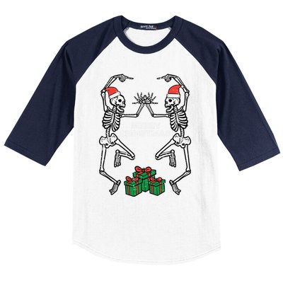 Merry Christmas Dancing Skeletons Funny Xmas Great Gift Baseball Sleeve Shirt