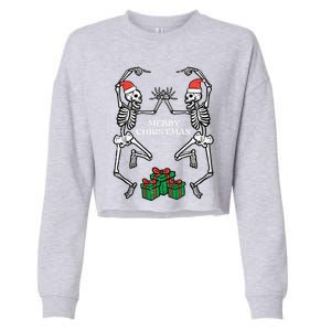 Merry Christmas Dancing Skeletons Funny Xmas Great Gift Cropped Pullover Crew