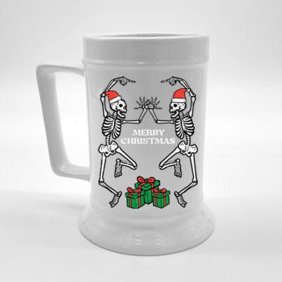 Merry Christmas Dancing Skeletons Funny Xmas Great Gift Beer Stein