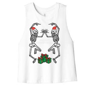 Merry Christmas Dancing Skeletons Funny Xmas Great Gift Women's Racerback Cropped Tank