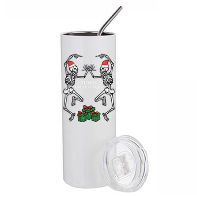 Merry Christmas Dancing Skeletons Funny Xmas Great Gift Stainless Steel Tumbler