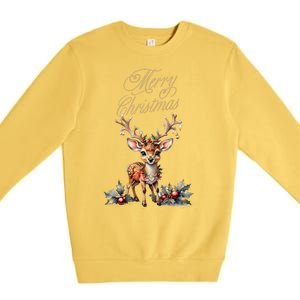 Merry Christmas Deer Premium Crewneck Sweatshirt