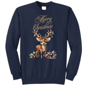 Merry Christmas Deer Tall Sweatshirt