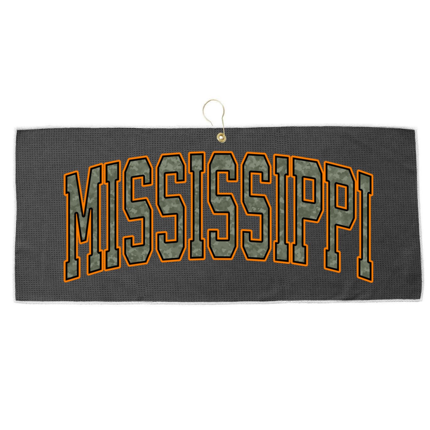 Military Camo Duck Hunter Orange Deer Hunting Mississippi Great Gift Large Microfiber Waffle Golf Towel