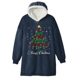 Merry Christmas Dog Cat Paw Print Tree Xmas Lover Pajamas Funny Gift Hooded Wearable Blanket