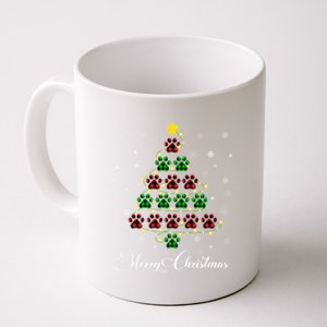 Merry Christmas Dog Cat Paw Print Tree Xmas Lover Pajamas Funny Gift Coffee Mug