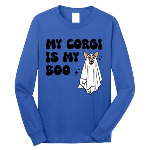 My Corgi Dog Is My Boo Spooky Season Ghost Halloween Groovy Cute Gift Long Sleeve Shirt