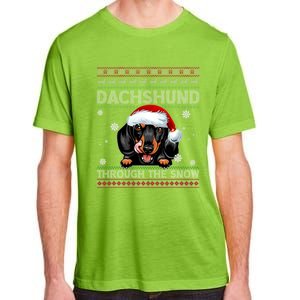 Merry Christmas Dachshund Dog Through The Snow Funny Pajama Gift Adult ChromaSoft Performance T-Shirt