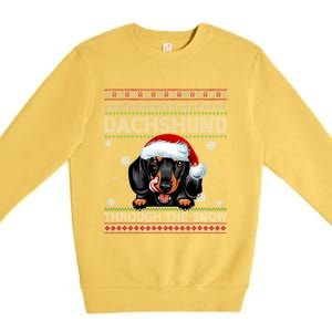 Merry Christmas Dachshund Dog Through The Snow Funny Pajama Gift Premium Crewneck Sweatshirt