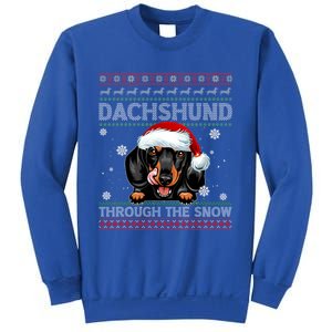 Merry Christmas Dachshund Dog Through The Snow Funny Pajama Gift Sweatshirt