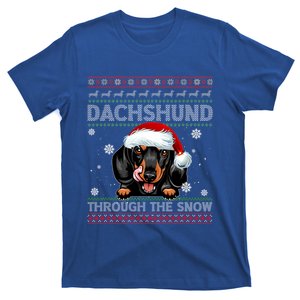 Merry Christmas Dachshund Dog Through The Snow Funny Pajama Gift T-Shirt