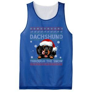 Merry Christmas Dachshund Dog Through The Snow Funny Pajama Gift Mesh Reversible Basketball Jersey Tank