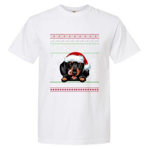 Merry Christmas Dachshund Dog Through The Snow Funny Pajama Gift Garment-Dyed Heavyweight T-Shirt