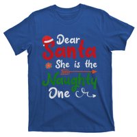 Merry Christmas Dear Santa She Is Naughty One Xmas Hat Vibes Gift T-Shirt