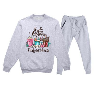 Merry Christmas Dialysis Nurse Coffee And Hot Cocoa Christmas Gift Premium Crewneck Sweatsuit Set