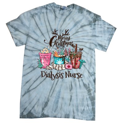 Merry Christmas Dialysis Nurse Coffee And Hot Cocoa Christmas Gift Tie-Dye T-Shirt