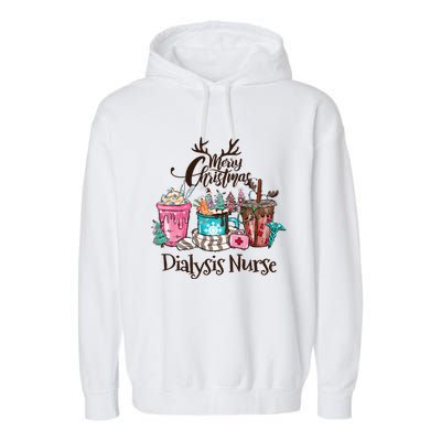 Merry Christmas Dialysis Nurse Coffee And Hot Cocoa Christmas Gift Garment-Dyed Fleece Hoodie