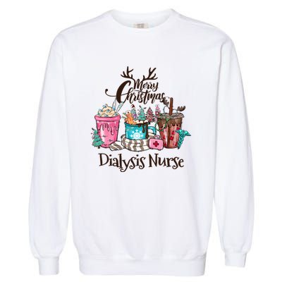 Merry Christmas Dialysis Nurse Coffee And Hot Cocoa Christmas Gift Garment-Dyed Sweatshirt