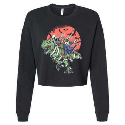 Monster Cartoons Dabbing Cropped Pullover Crew