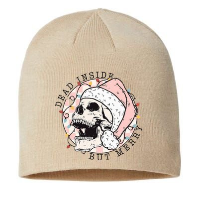 Merry Christmas Dead Inside Skull Xmas Lights Santa Claus Sustainable Beanie