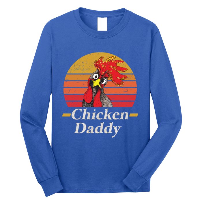 Mens Chicken Daddy Vintage Poultry Farmer Rooster Cool Gift Long Sleeve Shirt