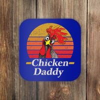 Mens Chicken Daddy Vintage Poultry Farmer Rooster Cool Gift Coaster