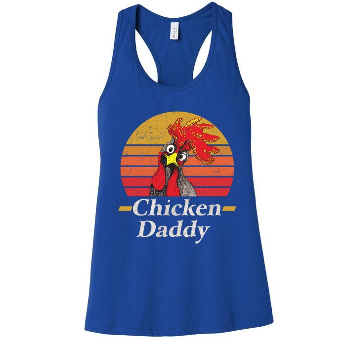 Mens Chicken Daddy Vintage Poultry Farmer Rooster Cool Gift Women's Racerback Tank