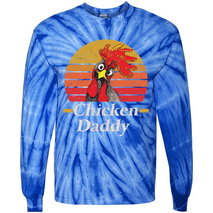 Mens Chicken Daddy Vintage Poultry Farmer Rooster Cool Gift Tie-Dye Long Sleeve Shirt