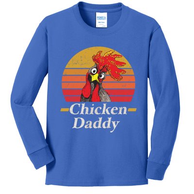 Mens Chicken Daddy Vintage Poultry Farmer Rooster Cool Gift Kids Long Sleeve Shirt