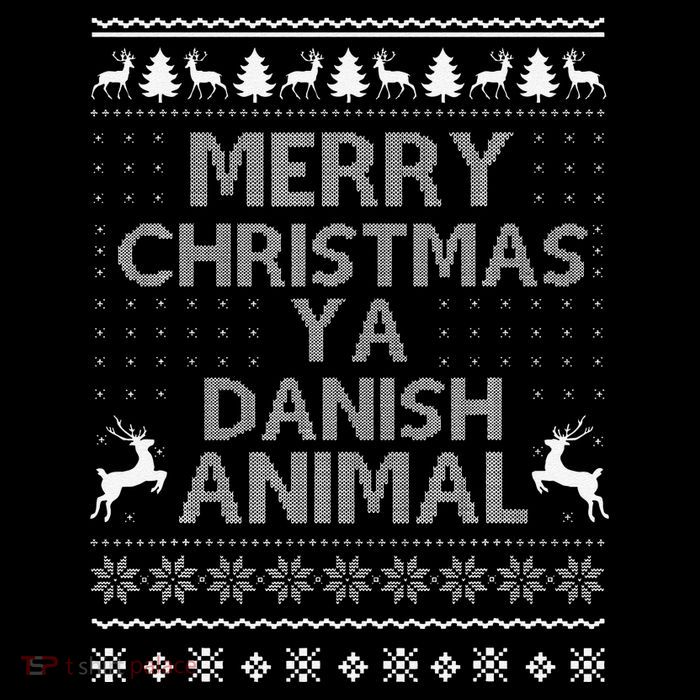 Merry Christmas Danish Christmas Denmark Animal Family Xmas Women's V-Neck T-Shirt
