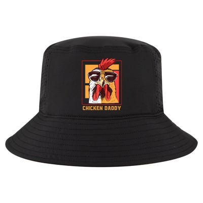 Mens Chicken Daddy Vintage Poultry Farmer Rooster Wearing Shades Gift Cool Comfort Performance Bucket Hat