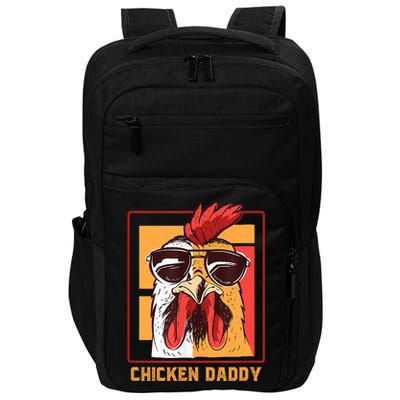 Mens Chicken Daddy Vintage Poultry Farmer Rooster Wearing Shades Gift Impact Tech Backpack