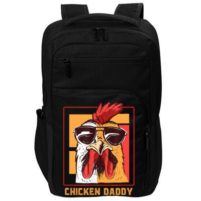 Mens Chicken Daddy Vintage Poultry Farmer Rooster Wearing Shades Gift Impact Tech Backpack