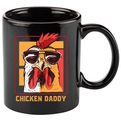 Mens Chicken Daddy Vintage Poultry Farmer Rooster Wearing Shades Gift 11oz C Handle Ceramic Mug