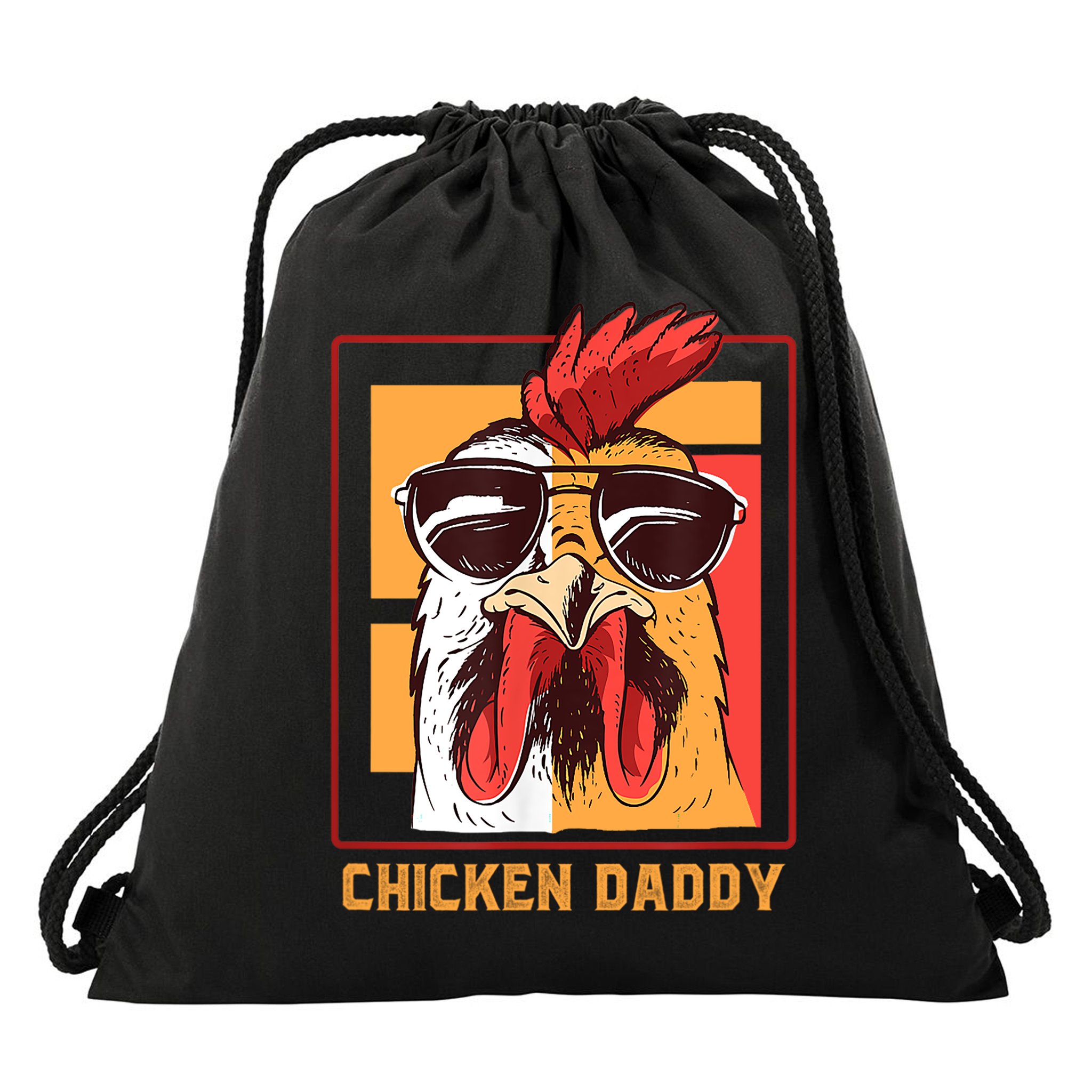 Mens Chicken Daddy Vintage Poultry Farmer Rooster Wearing Shades Gift Drawstring Bag