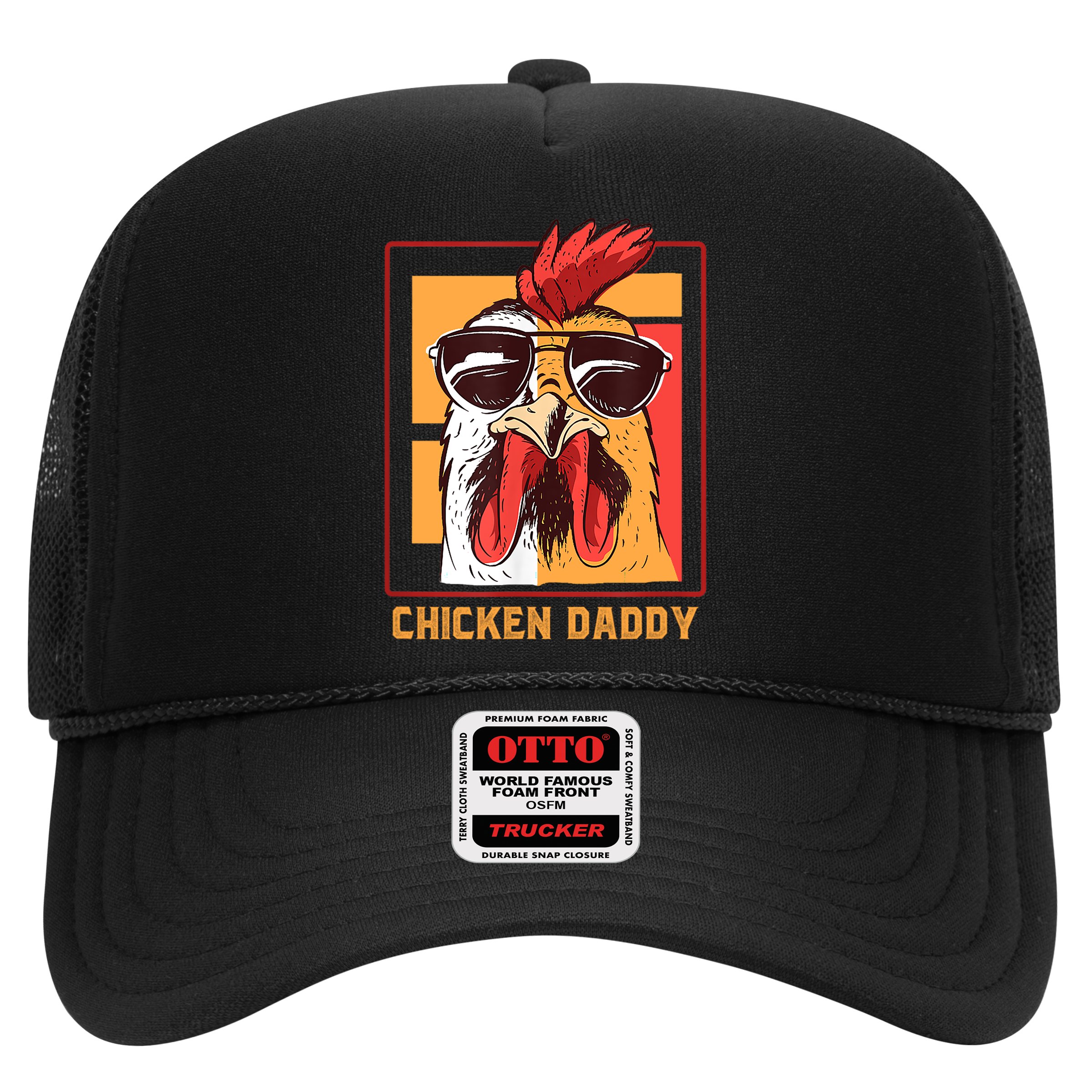 Mens Chicken Daddy Vintage Poultry Farmer Rooster Wearing Shades Gift Hat