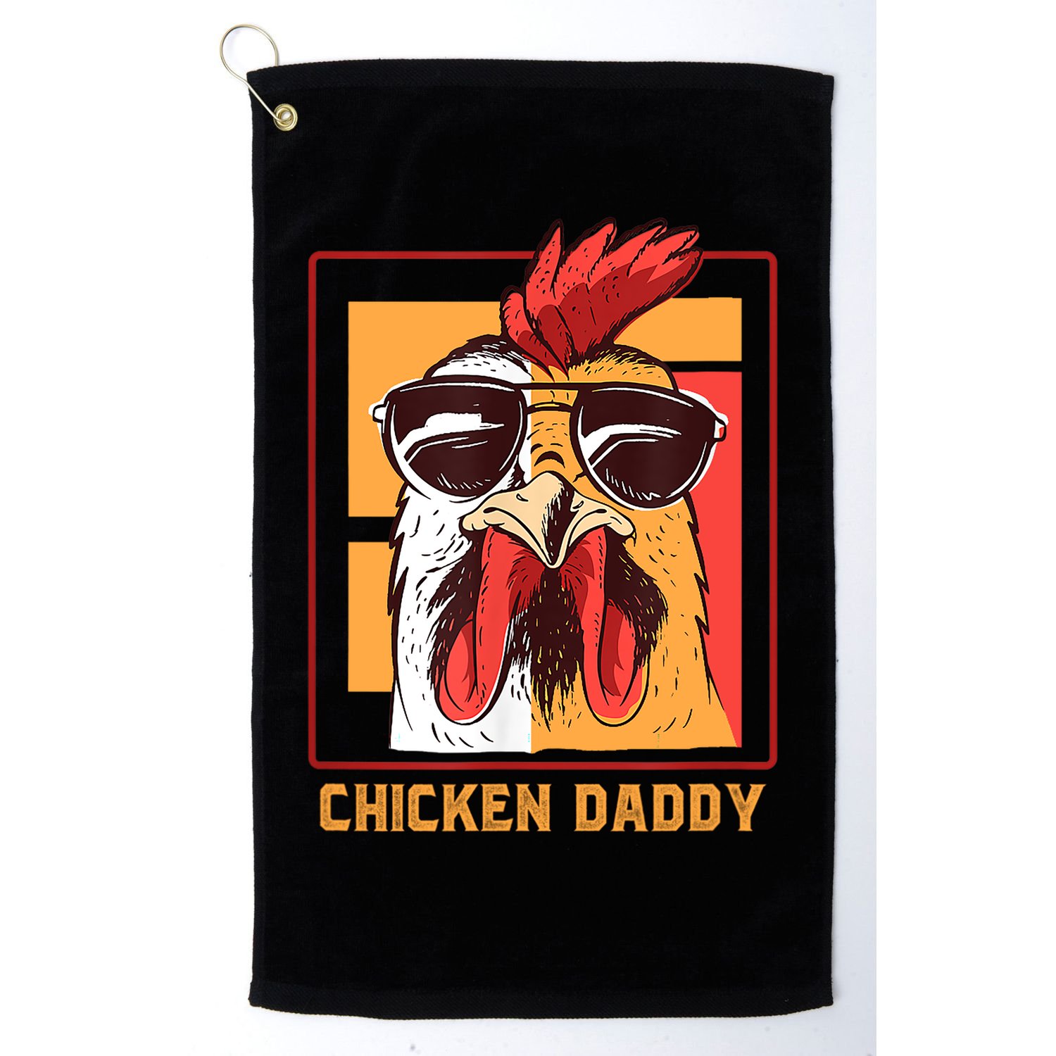 Mens Chicken Daddy Vintage Poultry Farmer Rooster Wearing Shades Gift Golf Towel