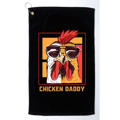 Mens Chicken Daddy Vintage Poultry Farmer Rooster Wearing Shades Gift Platinum Collection Golf Towel